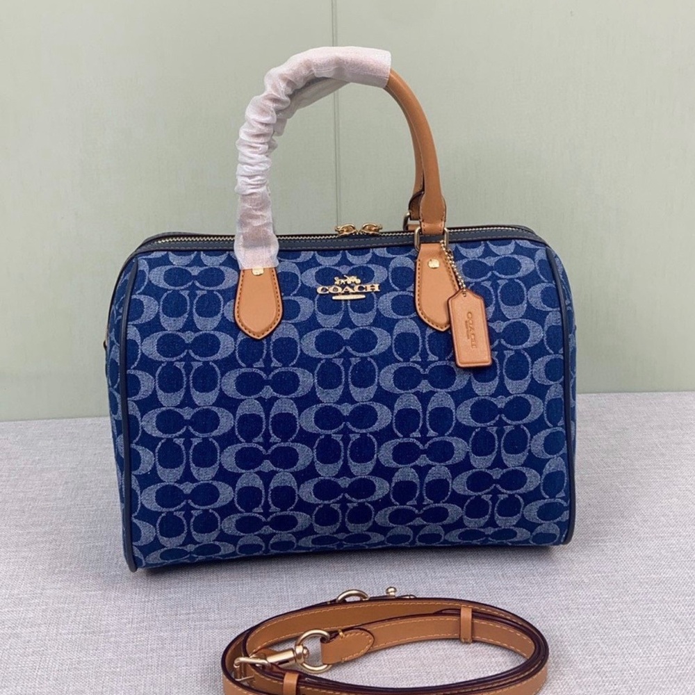 Coach Rowan Satchel Signature Canvas Denim Blue💚